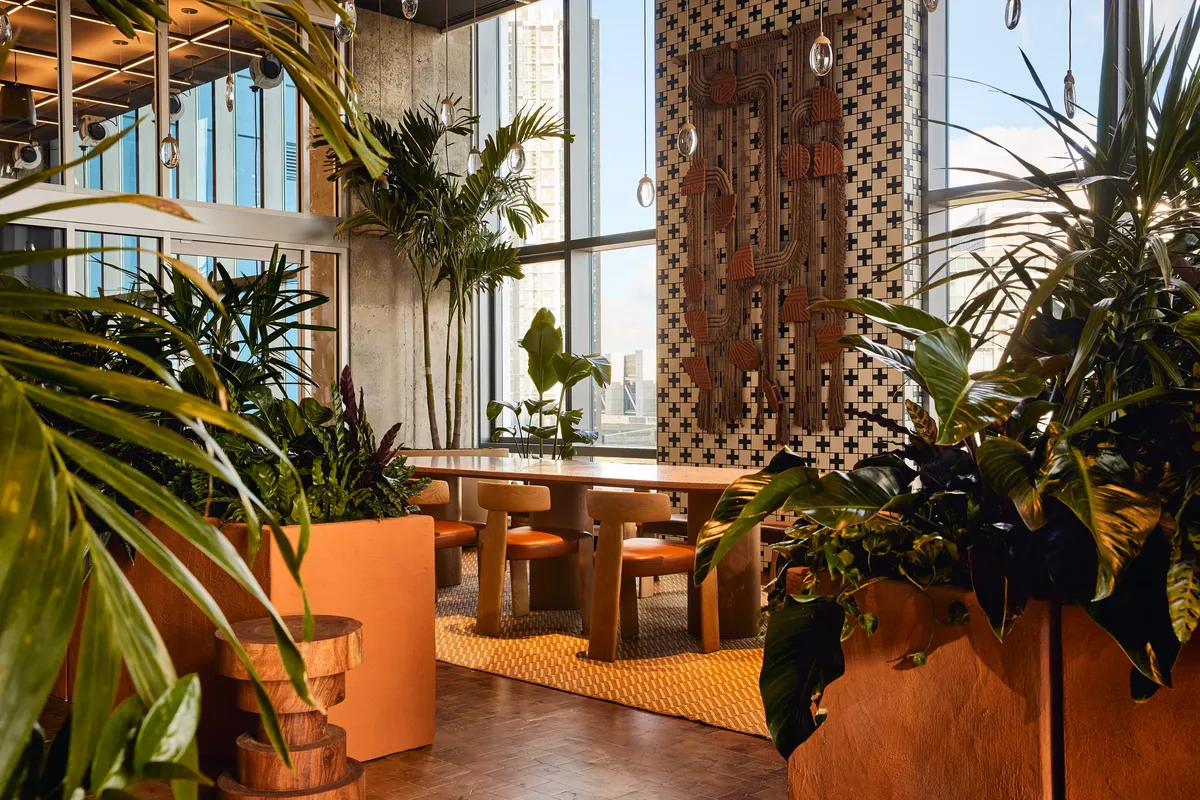 Winter Garden, planting table at Journal Squared Tower 3, Jersey City
