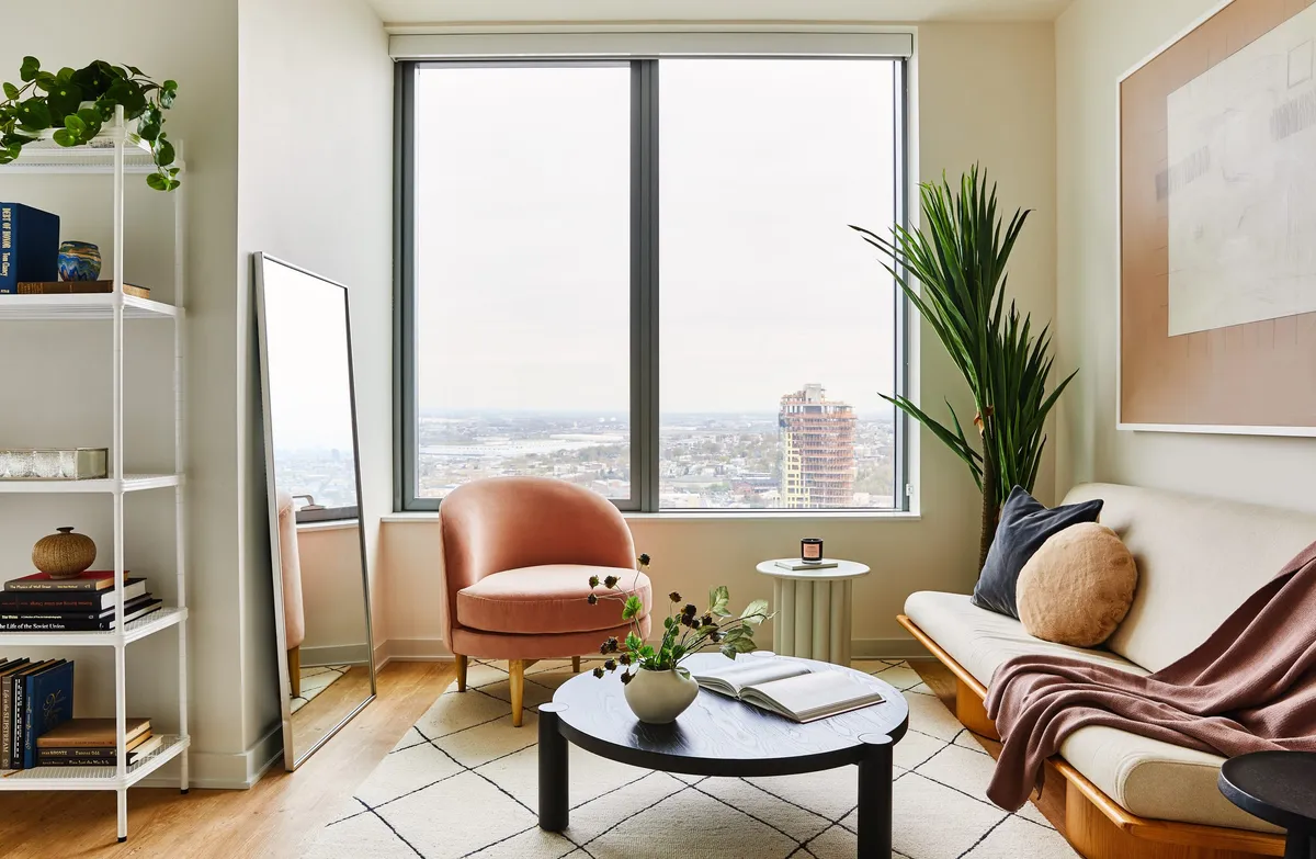 Studio Living Room at Journal Squared Tower 3, Jersey City