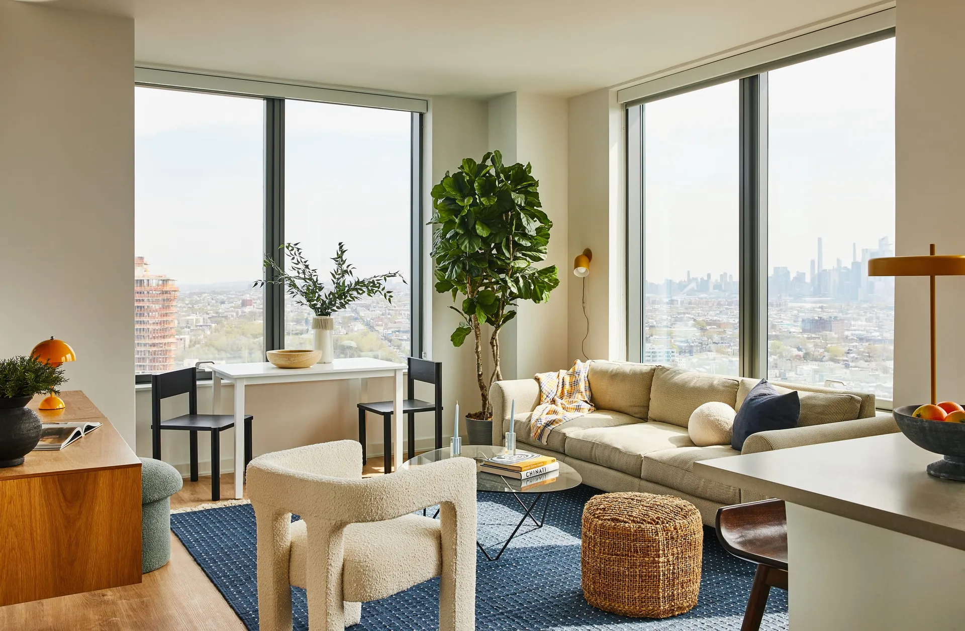 2BR Living Room at Journal Squared Tower 3, Jersey City