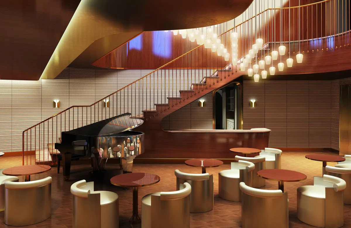 The Manor, lounge stair aboard the Scarlet Lady
